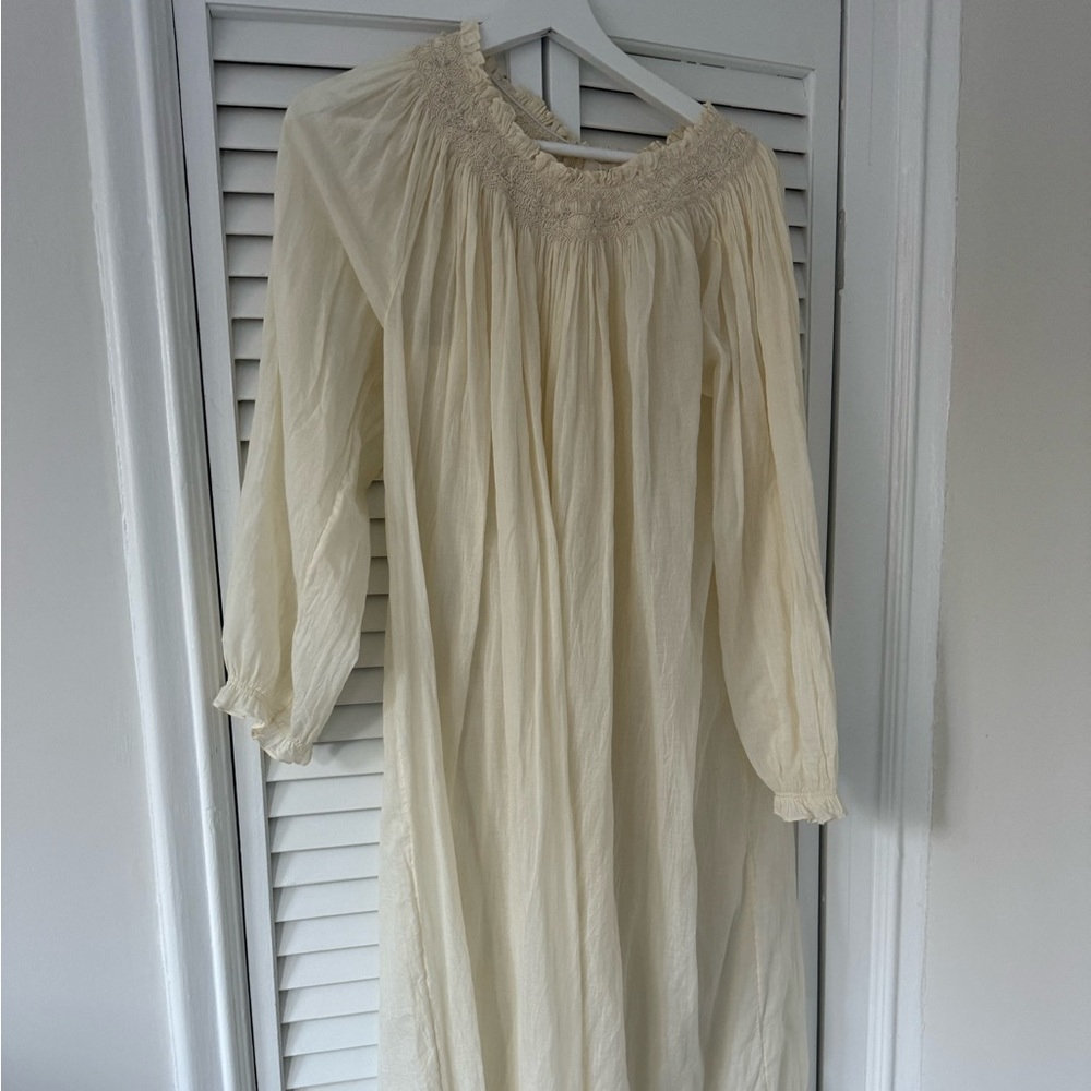 Doen midi gathered-neck dress S